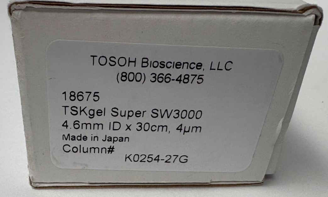 NEW- Tosoh Bioscience 18657 TSKgel SuperSW3000SW 4.6mm ID x 30cm 4µm COLUMN -NEW