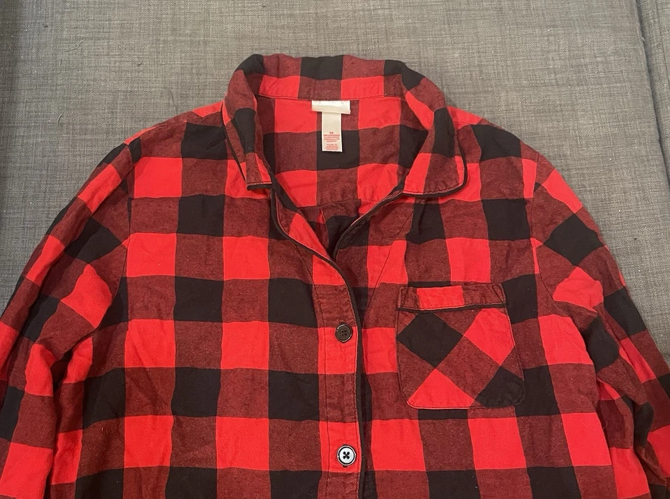 Wondershop женщин Sz средний длинным рукавом 100% хлопок Sleepwear платье красный клетку - Изображение 3 из 4