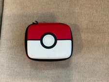 POKEMON CARD CASE 6"x5"x3" Red Zippered Hard Shell Storage Carrying Box TCG Game