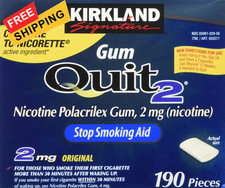 Kirkland Signature Quit Smoking Gum, 2 mg, 380 22 Count Pack of 4 , Blue