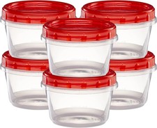 16 Ounce 10 Pack Twist cap Containers Clear Bottom W/ Red Top Screw on Lids