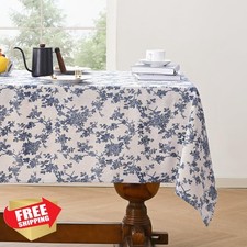 Cotton Linen Tablecloth Pastoral Floral 55x87" Dining Party Picnic