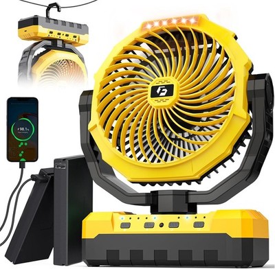 Korbot 36000mAh Portable Camping Fan - 120HRS Rechargeable Fan with Detachable