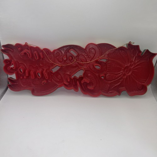 Vintage Season’s Greetings Blow Mold Plastic Wall Hanging Christmas Sign 15x5” - Picture 5 of 7