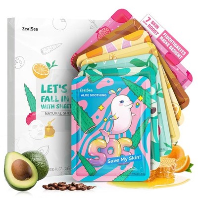 ZealSea Gesichtsmasken für Frauen, 7-Tage Tuchmasken-Set (Mix) für tiefe F