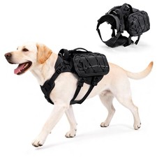 AOKOWN Large Dog Harness Backpack, No Pull Adjustable Dog Vest with Handle Lea