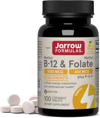 Jarrow Formulas Methyl B-12 & Methyl Folate, Bioactive Vitamin B9 & Vitamin B12