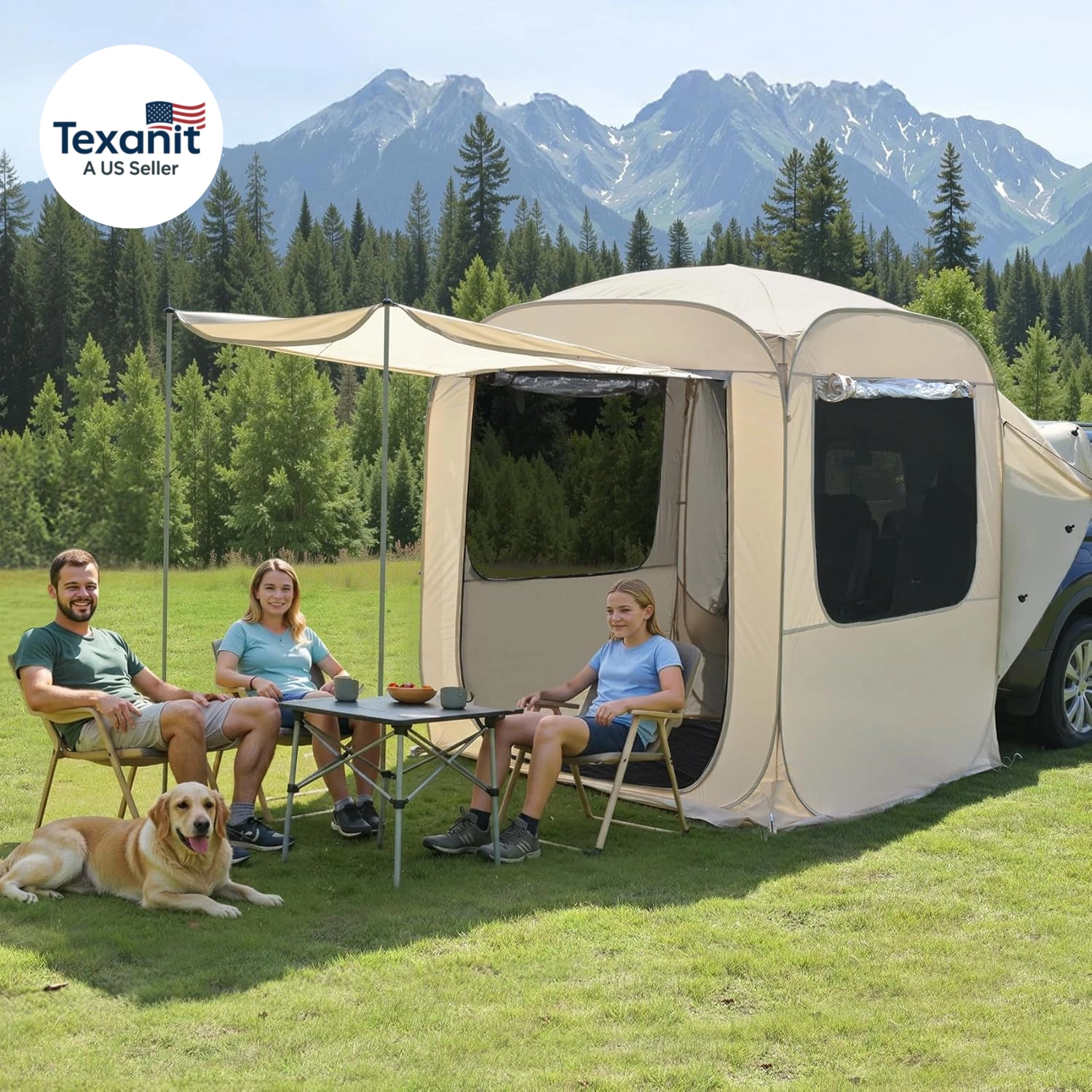 ® SUV Tailgate Tent, Instant Pop up Car Tent Creates Extra Living Space, UV Prot