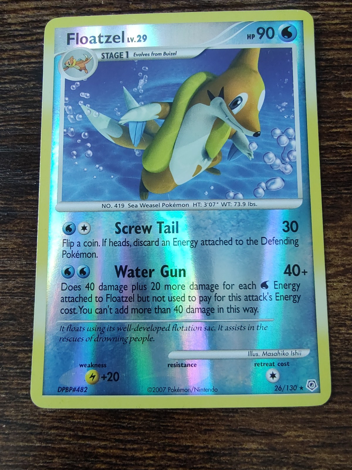 Floatzel 26/130 Diamond & Pearl Base Set Pokemon Reverse Holo