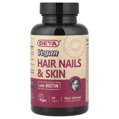 Deva Vegan Hair Nails  Skin 90 Tablets Dairy-Free, Egg-Free, Gluten-Free,