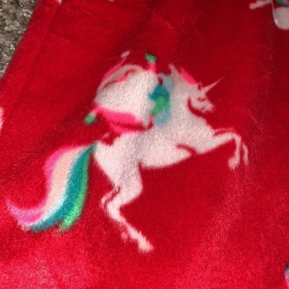 Flirtitude XL Ropa de dormir Pijama Pantalones Rojo Unicornio Felpa Salón Pantalones Foto 2 de 4