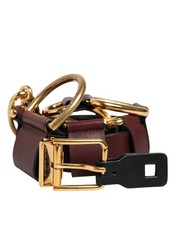 Dolce & Gabbana Brown Key Ring Clip Attachments Buckle Men's Belt Authentic