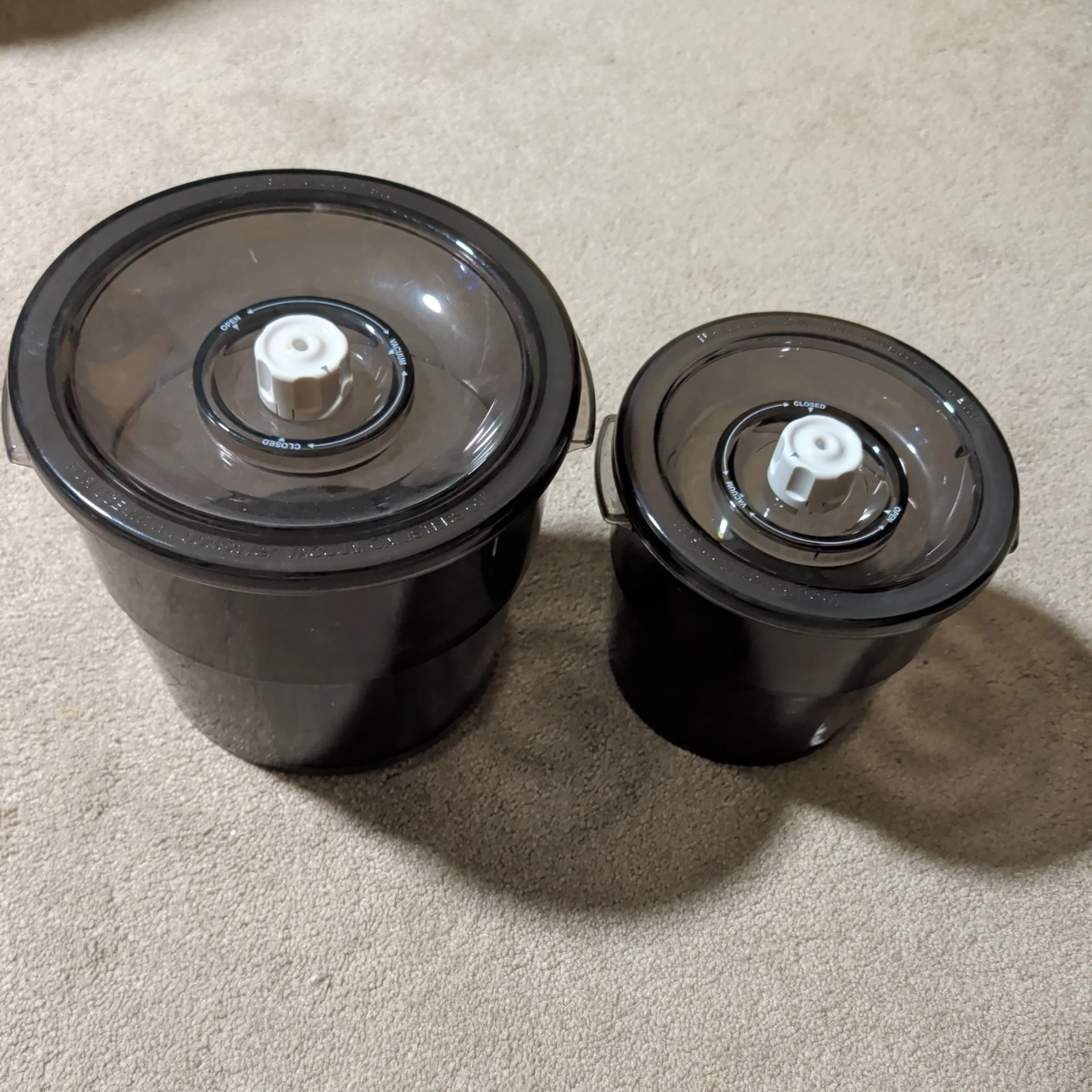 Lot of 2 TILIA Foodsaver Bulk Vacuum Canisters 4 Qt 2 Qt w/ Lid