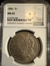 1886 Morgan Silver Dollar $1 - NGC MS62 - Philadelphia Nice Toning