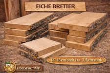 Eiche Holzbrett unbesäumt (mit Rinde) 2,5cm 14-18cm DIY Möbel, Regale, Wanddeko
