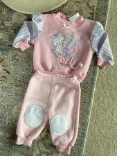 Vintage 90s Baby Outfit 0/3M Pink Kitten French Fry’s Jogger Set