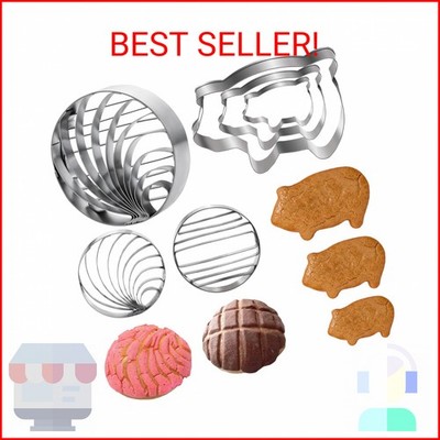 Concha Cutter Mexican Bread Mold With 3 Sizes Pig Cookie Cutter Set,Concha Stamp