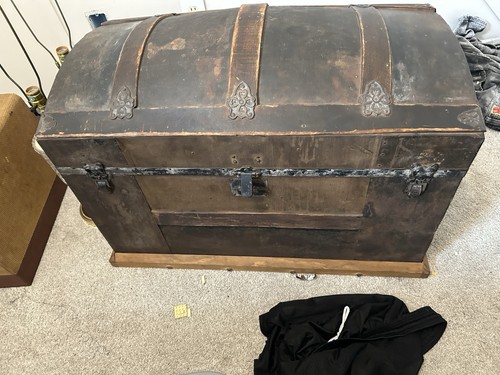 Victorian Dome-Top Steamer Trunk 1800's Antique Trunk Vintage