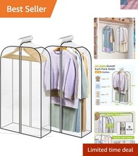 2 Pack Clear Garment Bags for Hanging Clothes with Zippers on Double Sides - ...
