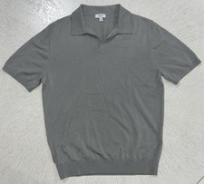 Reiss Duchie Johnny Collar Merino Wool Men  s Polo Gray Short Sleeve Casual