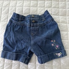 Vintage Wonderful World of Disney Shorts 4T Embroidered Denim Floral Retro 90s