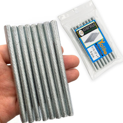 8Pcs Silver Zinc Fully All Threaded Rod Carbon Steel Long Thread Screw 5/16X4 fo
