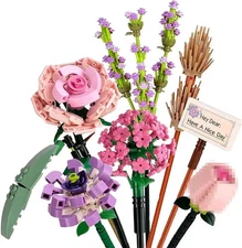 NEW!FULL SET Flower Bouquet 7 Stems Building Kit Botanical Collection 547 pieces