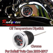 Chrome Oil Temperature Dipstick For Harley 00-17 Softail Twin Cam Fat Boy FLSTF