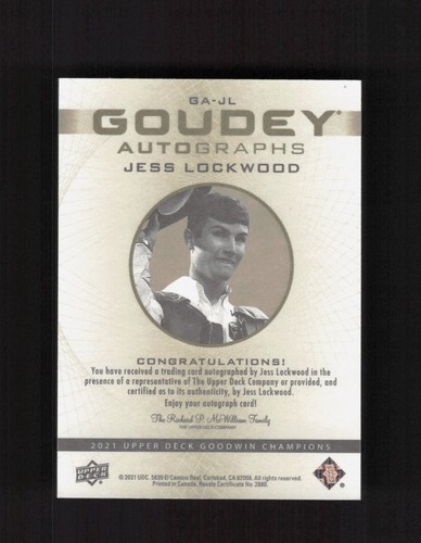 2021 Upper Deck Goodwin Champions #GA-JL Jess Lockwood Goudey Autographs - Picture 2 of 2