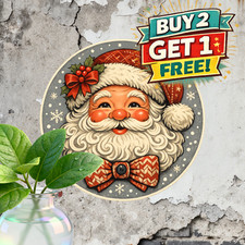 Retro Santa Claus Round Tin Sign Vintage Christmas Wall Metal Decor Plaque 8x8