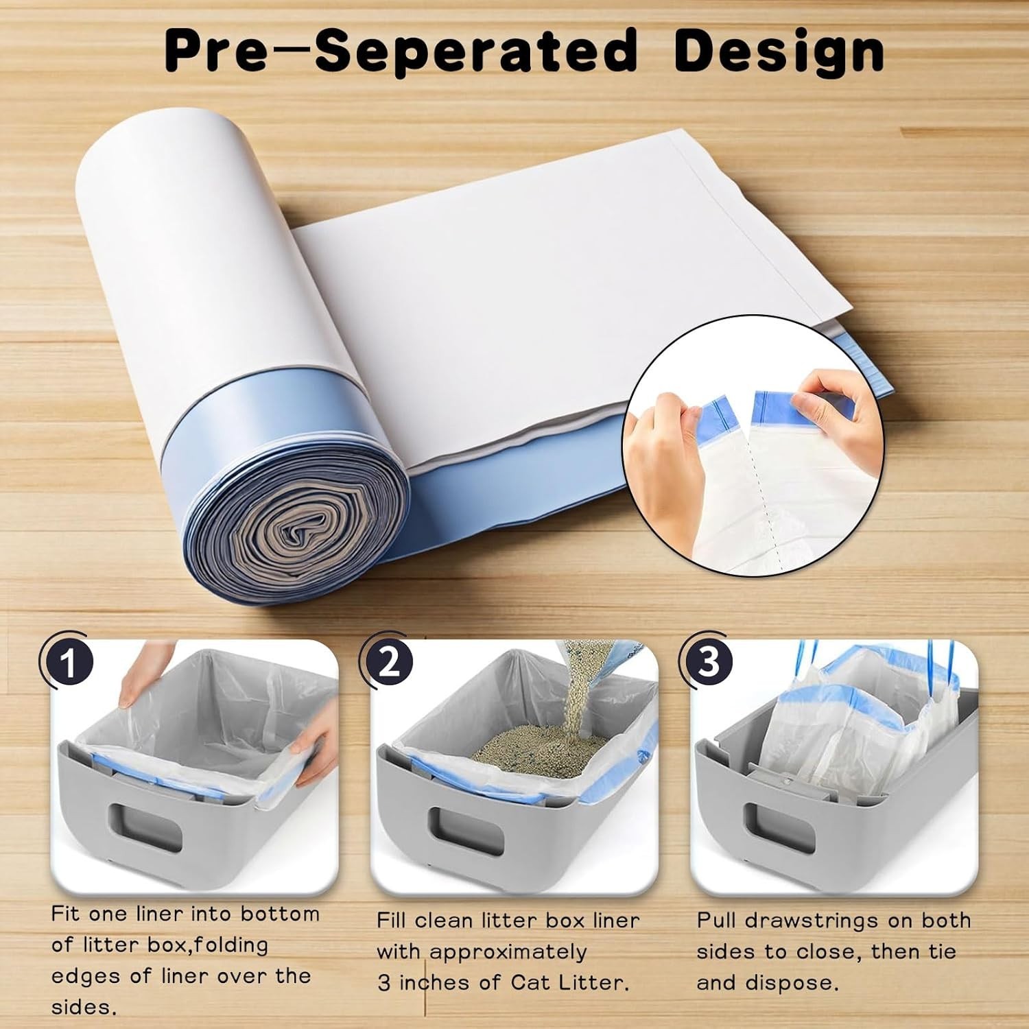 40 Pack Heavy Duty Cat Litter Box Liners, Extra Thick Automatic Bags, Leakproof