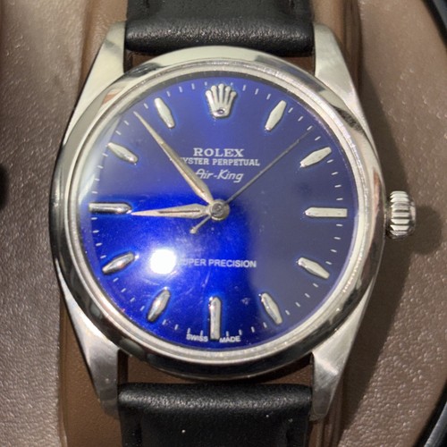 VINTAGE RARE ROLEX AIR KING 5504 /1530 BUTTERFLY MOVEMENT BLUE...