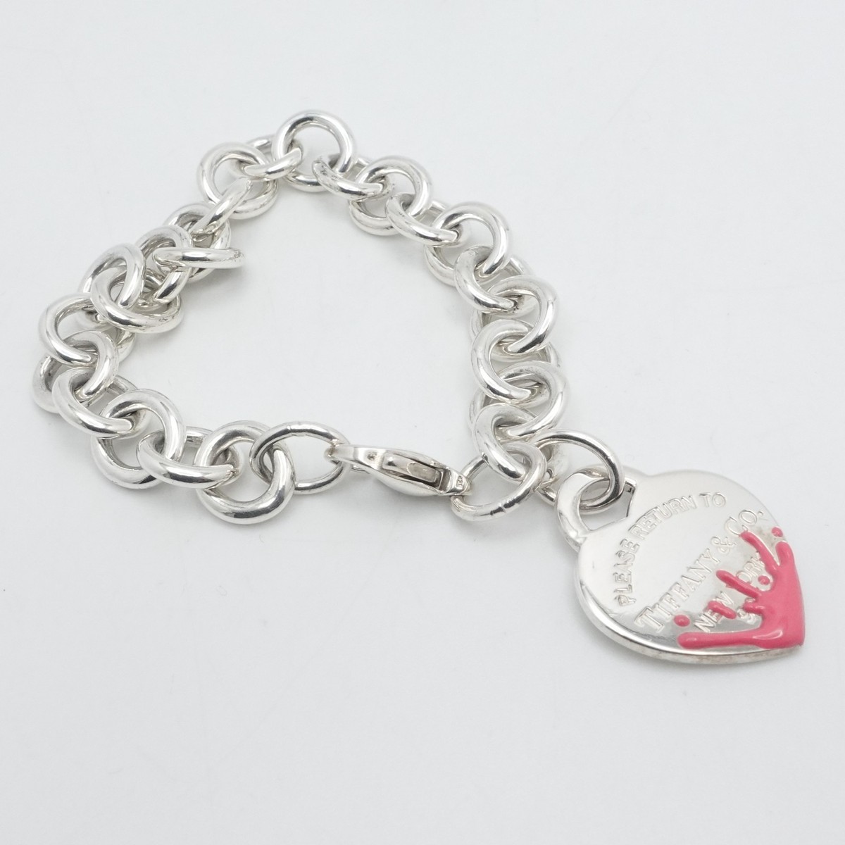 Tiffany & Co. Return to Sterling Silver Heart Tag Pink Splash