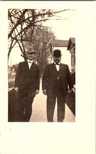 Antique RPPC Edwardian Era Men’s Fashion Suits Hats Real Photo Postcard c1914