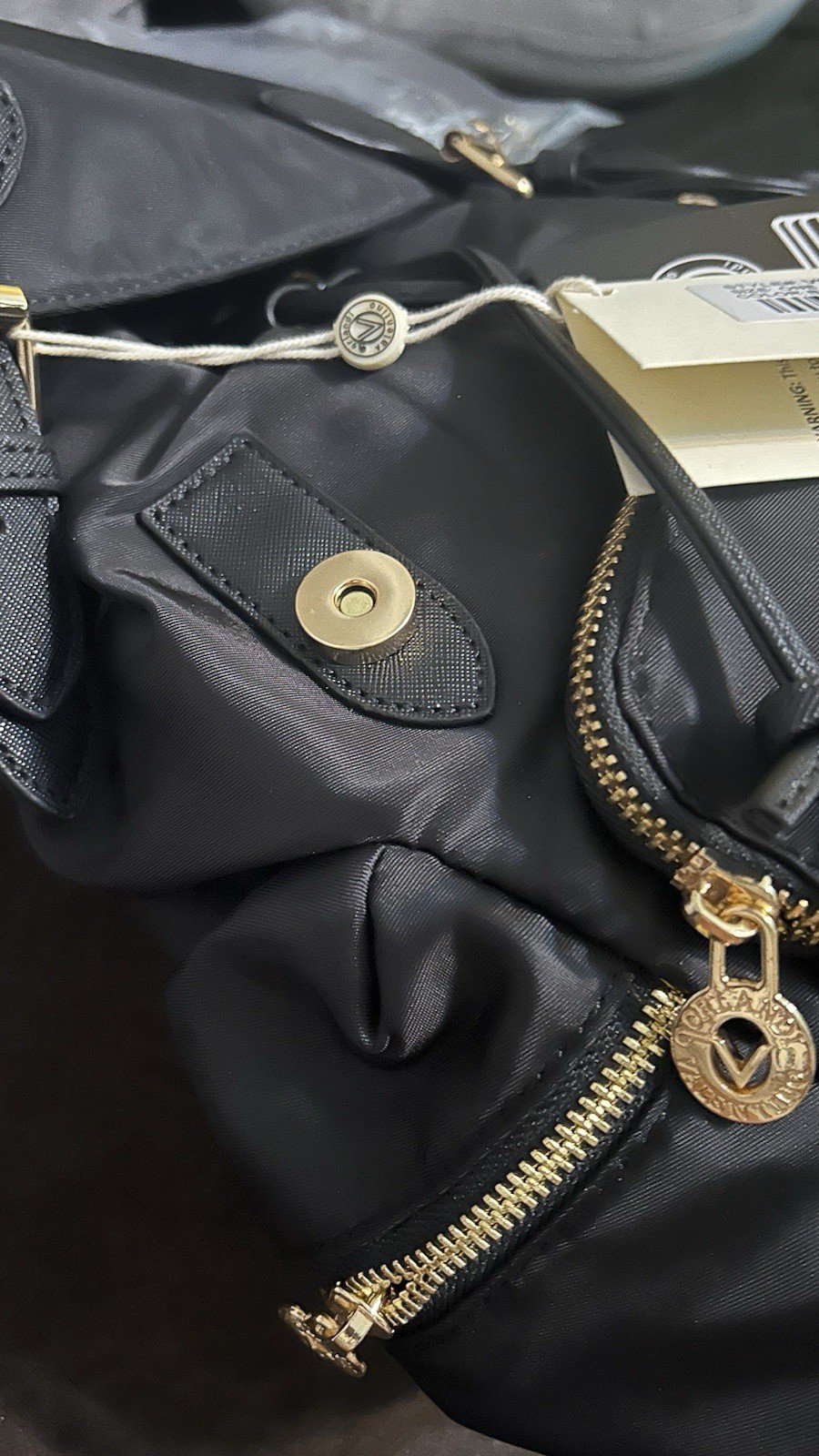 NWT Valentino Orlandi Black Nylon Backpack w/ Gold & Matching Wallet Gorgeous!