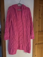 Strickmantel mit Wollanteil und Kapuze, Einheitsgröße