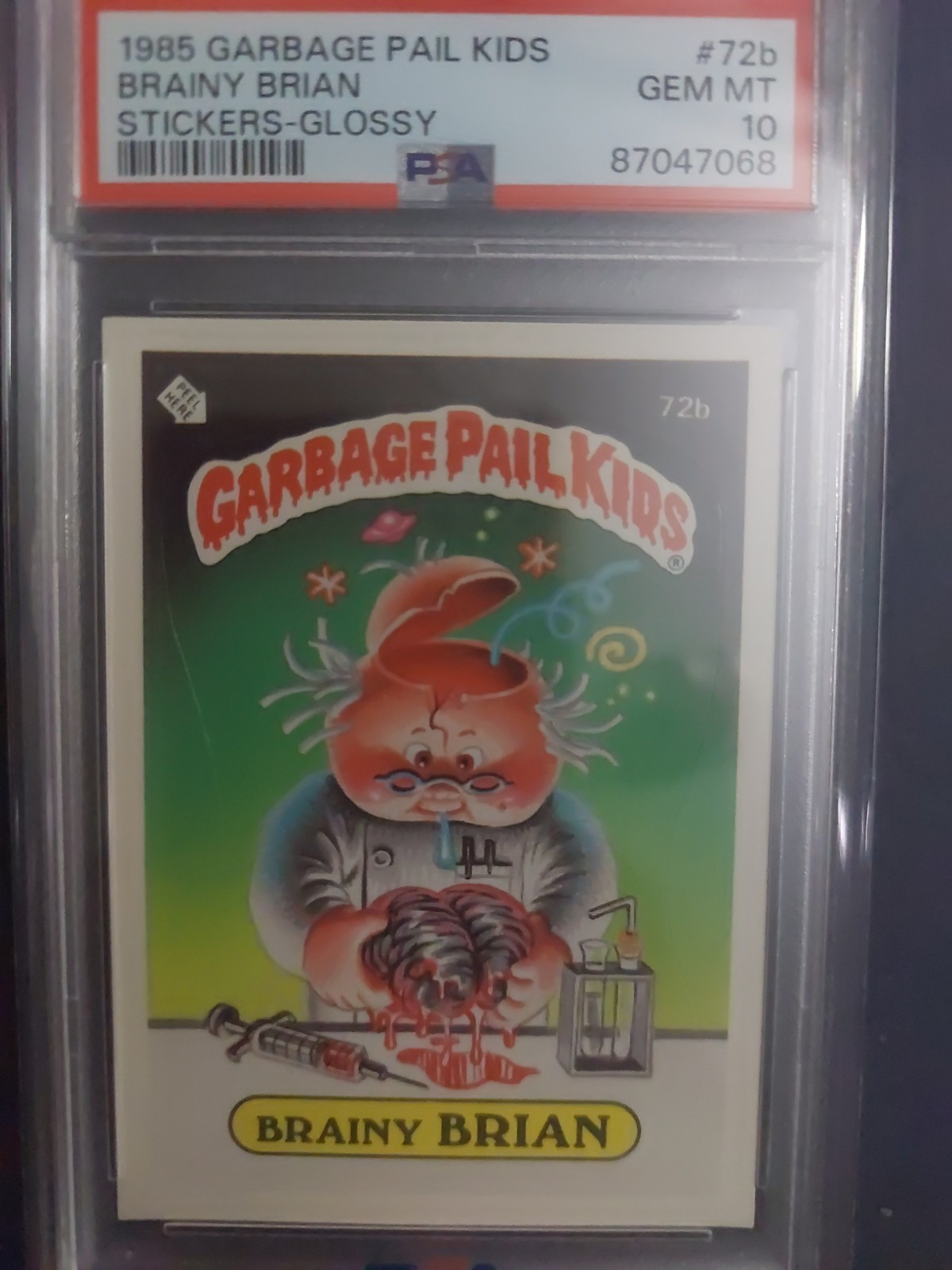 1985 Topps Garbage Pail Kids Series 2 Glossy Brainy Brian #72b PSA 10 view 1