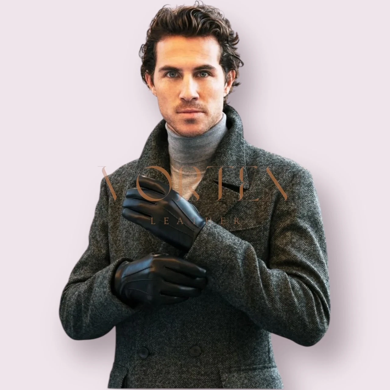 Men’s Police Driving Low-Cut Leather Gloves – Premium Soft & Durable