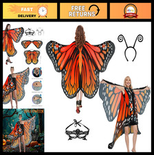 Butterfly Costume Wings Cape for Women - Adult Halloween Party, Rave, Beach Cove