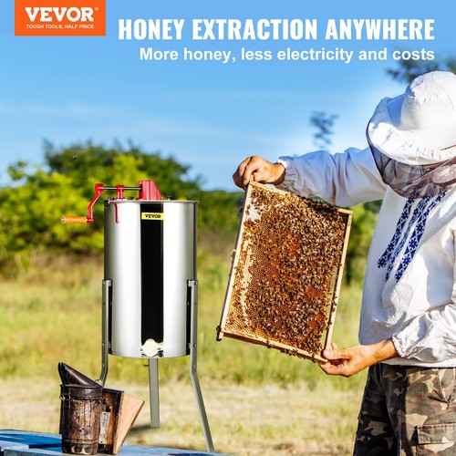 VEVOR Manual Honey Extractor,3 Frames Honey Spinner Extractor,Stainless Steel Be - Picture 2 of 11