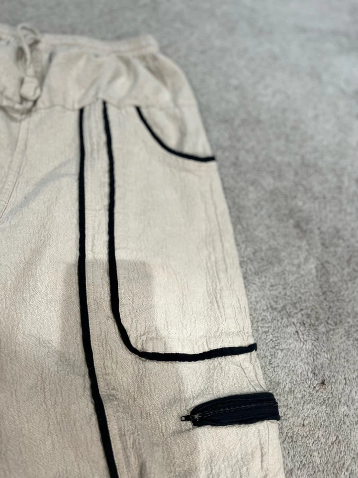 Женские Непальские Брюки 100% Хлопок, Широкие Ноги, Черные и Белые, Хиппи Богемские - Изображение 4 из 4