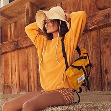 FREE PEOPLE Movement Better Days Oversized Sweatshirt Honeycomb Sz S 88 3Z18 