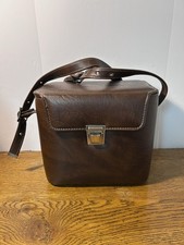 Vintage Diamond SLR-1700 Brown Leather Camera Case Hard Bag Made In USA