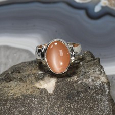 Aprikosen Mondstein Ring, 925er Silber, Edelsteinring (24126), Edelsteinschmuck
