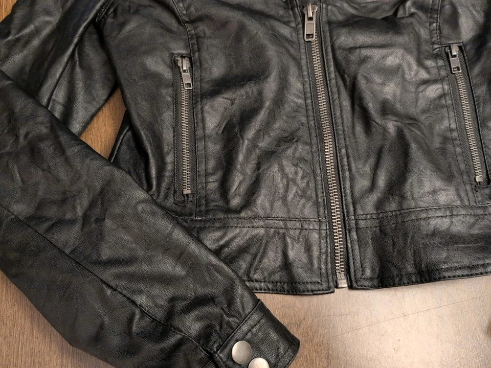 Jack Punk Faux Leather Studded Jacket Womens Small Moto Short Black  - Image 2 of 4