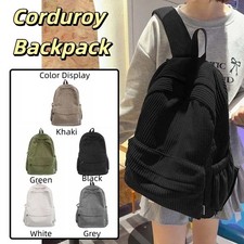 Corduroy Backpack Casual Students Daypack School Bag Travel Storage Bag