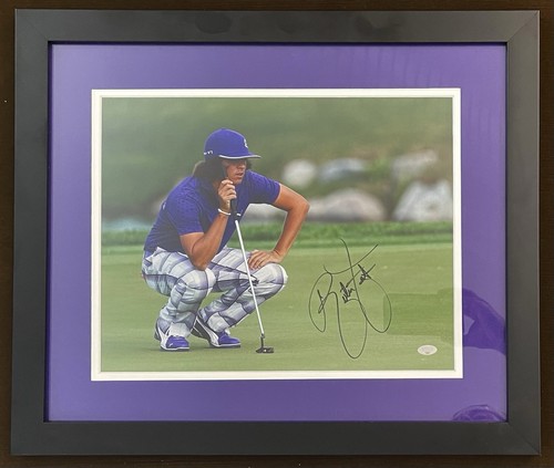 Rickie Fowler Autographed Signed 2012-13 20x17 Purple Matted Framed Picture Authenticated 
