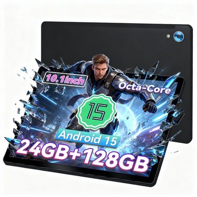 10.1'' Android 15 Tablet 24GB+128GB IPS Touchscreen Octa-core Processor Wi-Fi 6