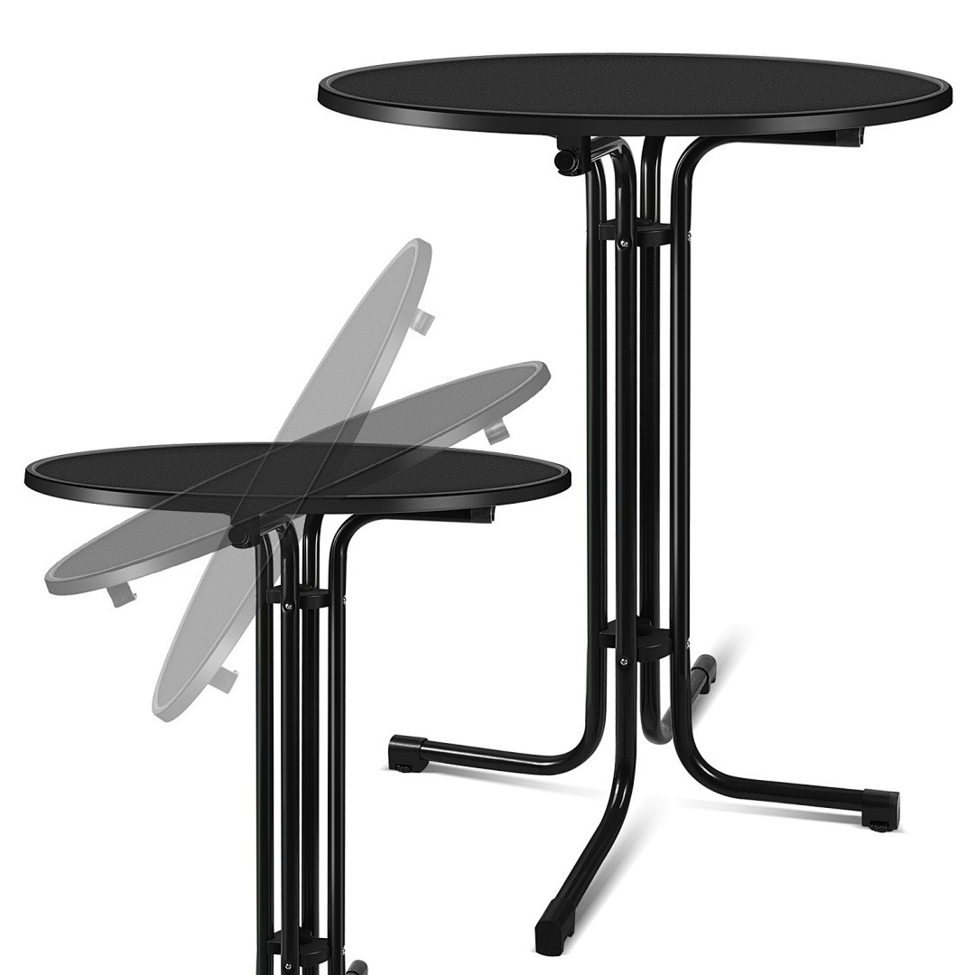 1/2x Stehtisch Rund mit Husse Klappbar Party Garten Bistro Bier Bar Buffet Tisch
