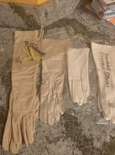 4 Pairs Vintage Gloves Unused Ladies Beaded ,White ,Ivory ,tan, Assorted Nice